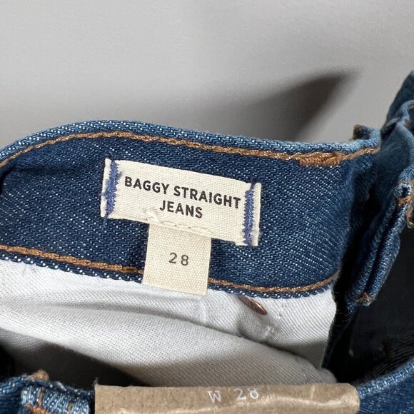 Madewell Baggy Straight Jeans Size 28 Dark Worn Indigo Wash High Rise Slouchy - Picture 13 of 15